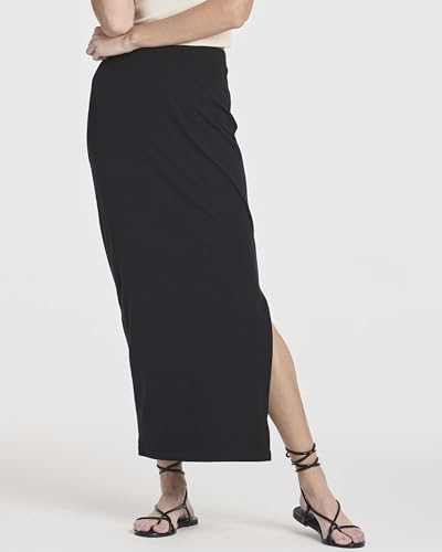 3 Pack: Women's Ribbed High Waisted Maxi Skirt with Side Slit - Casual Long Pencil Skirt