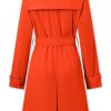 Women's Double Breasted Waterproof Trench Coat Classic Lapel Overcoat with Belt