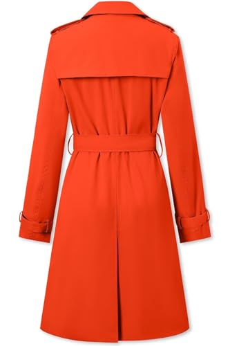 Women's Double Breasted Waterproof Trench Coat Classic Lapel Overcoat with Belt