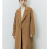 Womens Pea Coats Fall Long Trench Coat Double Breasted Button Down Lapel Belted Peacoat