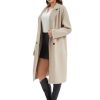 Women's Long Pea Coat Double Breasted Notch Lapel Trench Coat Office Work Peacoat Jacket Dress Coat