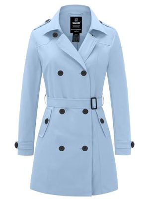 Women's Waterproof Trench Coat Classic Lapel Outerwear Coat with Belt