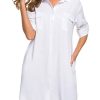 Women's Long Sleeve V Neck Button Down Shirt Dresses Casual Summer Dress with Pocket
