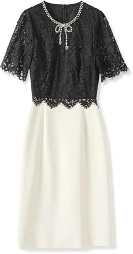 Women’s Dresses Beading Bow Detail Summer Lace Casual Skirt Crewneck Style Pencil Silhouette Hit Color Dress