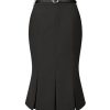 Women's Elegant Formal Skirt with Belt Knee Length Fishtail Pencil Skirt