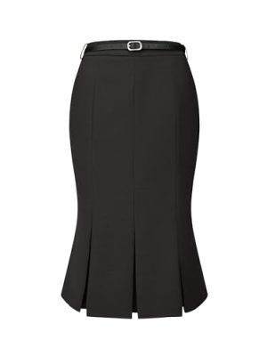 Women's Elegant Formal Skirt with Belt Knee Length Fishtail Pencil Skirt