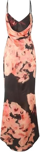 Women's Vintage Backless V-Neck Spaghetti Strap Pencil Maxi Party Dress
