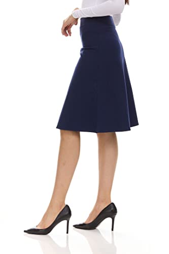 Women’s A-Line Circle Skater Knee Length Skirt- Elastic Waist Business Office Skirt