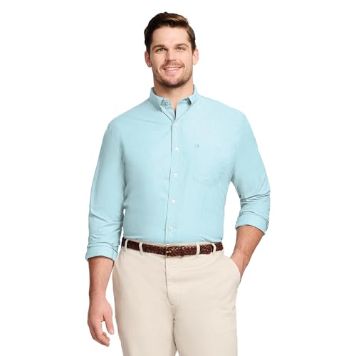 Men's Big and Tall Button Down Long Sleeve Stretch Performance Solid Shirt