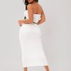 Textured Crop Tube Top & Pencil Skirt Set (Color : White, Size : Medium)