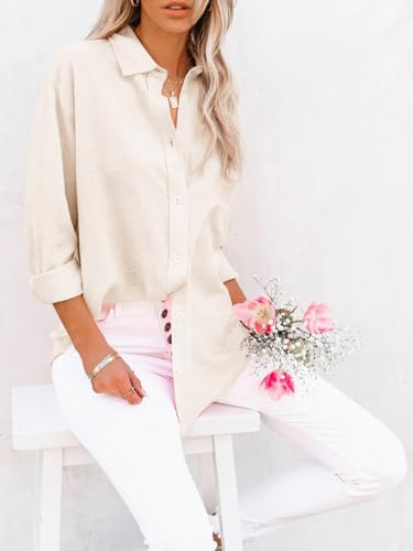 Button Down Shirts for Women Dress Shirts Long Sleeve Wrinkle-Free Blouse Casual Solid Office Work Tunic Top