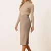 Women's Sweater Skirts Ribbed Knit Elastic High Waist Stretchy Slit Casual Office Pencil Midi Skirt
