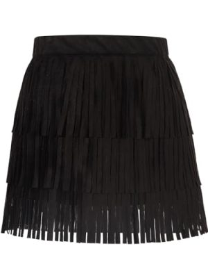 Girls and Women Suede Fringe Skirt Boho Tassel Layered Ruffle Skirt (5-12 Years)