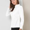 Women's Mock Neck Blouse Ruffle Work Office Cotton Pleated Button Up Shirt