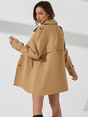 Women's Trench Coat Breasted Classic Lapel Overcoat Outerwear Coat Spring and Autumn loose Casual coat