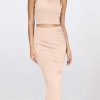 Women's 2 Piece Summer Outfits Crewneck Tank Tops Split Bodycon Midi Skirt Set