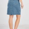 Women's Basic Five-Pocket Rugged Wear Denim Pencil Skirt with Slit
