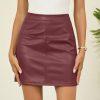 Women's PU Leather Mini Skirt High Waist Bodycon Pencil Skirt Stretch Faux Leather Built-in Shorts