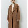 Womens Pea Coats Fall Long Trench Coat Double Breasted Button Down Lapel Belted Peacoat