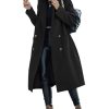 Womens Trench Coat Winter Lapel Double Breasted Long Pea Coat Casual Work Office Overcoat with Pocket