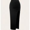 Women's 3 Pack Sexy Split Thigh Ruched Bodycon High Waisted Leopard Maxi Pencil Skirts