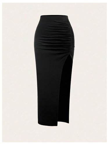 Women's 3 Pack Sexy Split Thigh Ruched Bodycon High Waisted Leopard Maxi Pencil Skirts