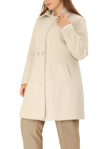 Plus Size Peacoat for Women Winter Notched Lapel Single Breasted Elegant Long Trench Coats Jacket