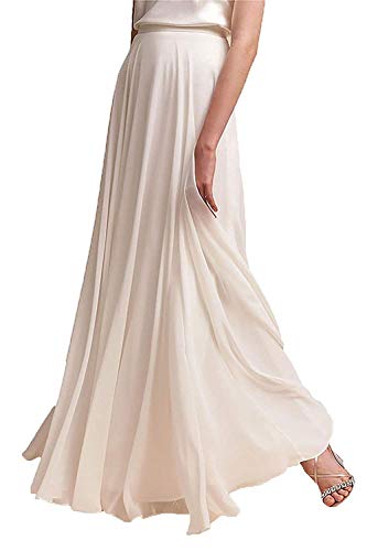 Long Maxi Floor Lengh Chiffon Skirt Elastic High Waist Bridesmaid Skirt