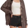 Womens Waffle Knit Shacket Oversized Button Down Shirt Jacket Lightweight Spring Outfits Clothes