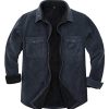 Mens Sherpa Fleece Lined Flannel Shirt Jacket Warm Button Down Plaid Shirt-Jac