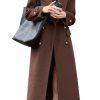 Women's 2025 Winter Double Breasted Wool Coat Warm Midi Long Dressy Trench Coat Peacoat