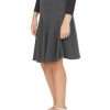 Girls' School Uniform Pleated Pull-on Knee Length Ribbed Cotton Panel Skirt, Knit Waistband