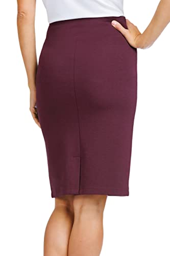 Women's Ecofabric Ponte Pull On Stretch Above Knee Classic Pencil Skirt, Fitted
