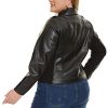 Women's Faux Leather Jackets, Zip Up Motorcycle Short PU Moto Biker Outwear Fitted Plus Size Coat