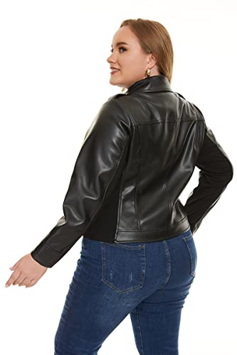 Women's Faux Leather Jackets, Zip Up Motorcycle Short PU Moto Biker Outwear Fitted Plus Size Coat