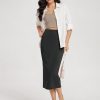 Modal Soft Midi Skirt for Women Back Slit High Waist Casual Long Pencil Skirts with Pockets
