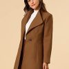Women's Classic Stand Collar Outwear Overcoat Long Sleeve Winter Belted Pea Coat