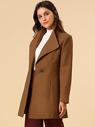 Women's Classic Stand Collar Outwear Overcoat Long Sleeve Winter Belted Pea Coat