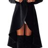 Women's Winter Wool Trench Coat Wrap Large Collar High Low Jacket Outwear with Belt