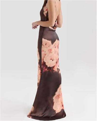 Women's Vintage Backless V-Neck Spaghetti Strap Pencil Maxi Party Dress