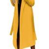 Womens Long Wool Pea Coats Notched Collar Open Front Woolen Blend Trench Coat with Belt