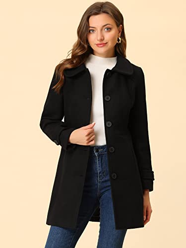Women's Peter Pan Collar Overcoat Winter Dressy Button Single Breasted Long Coat