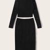 Two Piece Outfits for Women Pearl Beaded Lettuce Edge Rib-Knit Tee and Pencil Skirt Set (Color : Black, Size : X-Small)