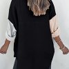 Womens Color Block Button Down Shirts Long Sleeve Oversized Boyfriend Blouses Tops