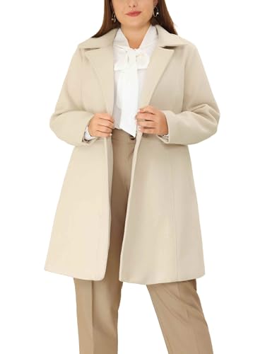 Plus Size Peacoat for Women Winter Notched Lapel Single Breasted Elegant Long Trench Coats Jacket