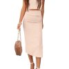 Women's 2 Piece Summer Outfits Crewneck Tank Tops Split Bodycon Midi Skirt Set