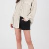 Women's Loose Fit Batwing Sleeve Waffle Knit Button Down Shirt Shacket Tops