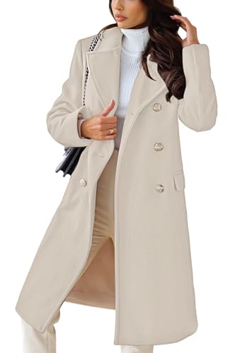 Women's Winter Jacket Double-Breasted Wool Blend Warm Long Trench Coat