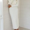Women's Ribbed Sweater Sets Crop Top and Maxi Bodycon Skirt Sets 2 Piece Outfits