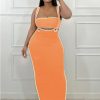 2 Piece Outfits for Women Summer Tube Crop Tops Sexy Bodycon Dresses Maxi Skirt Sets Vacation Jumpsuits Club Outfits